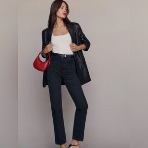 Reformation High-Rise Straight Jeans in Black